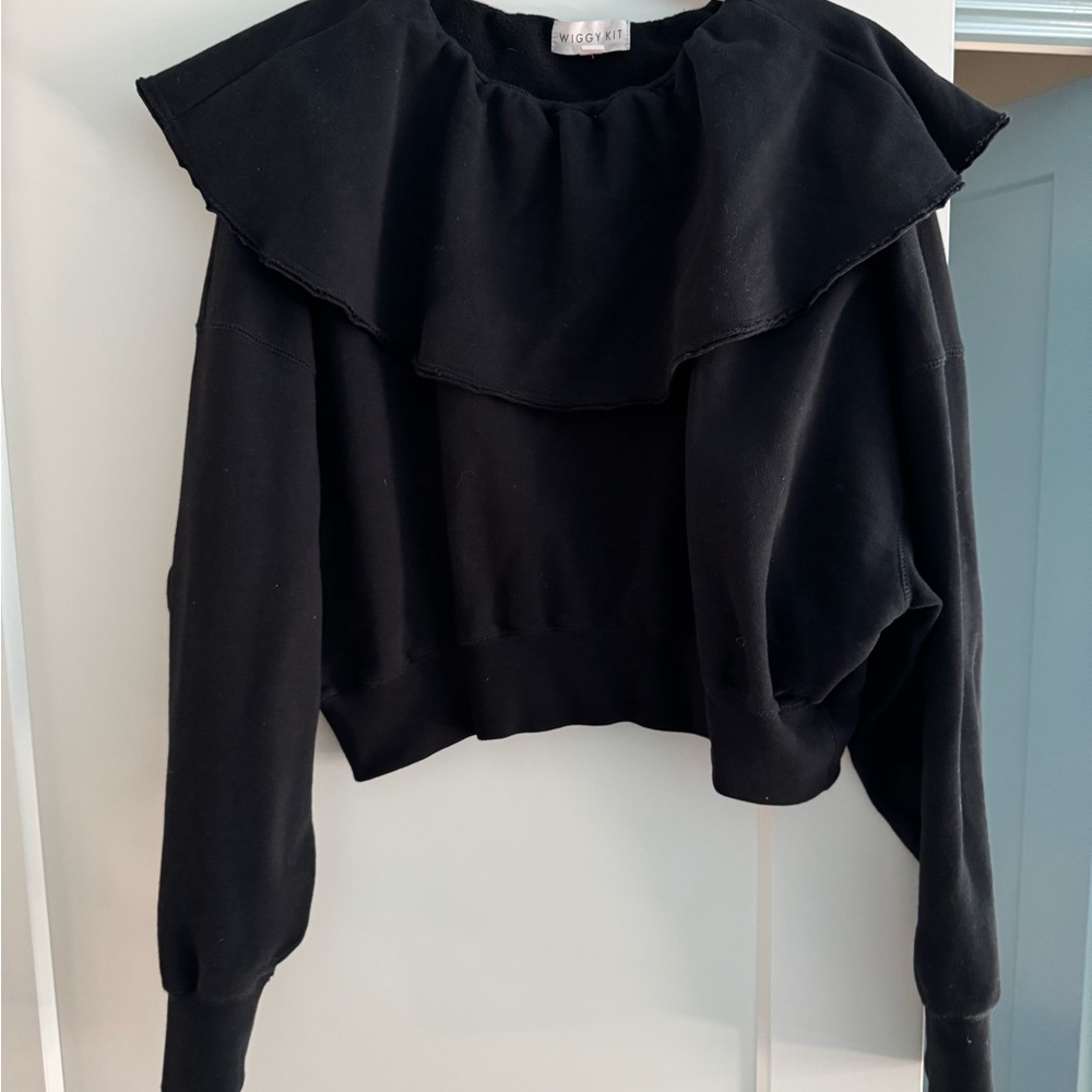 Wiggy Kit Pierrot Collar Sweatshirt black size small ruffle neck - Picture 4 of 6